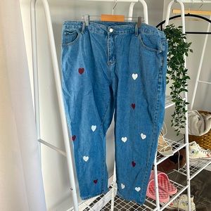 SHEIN 3X blue jeans with hearts